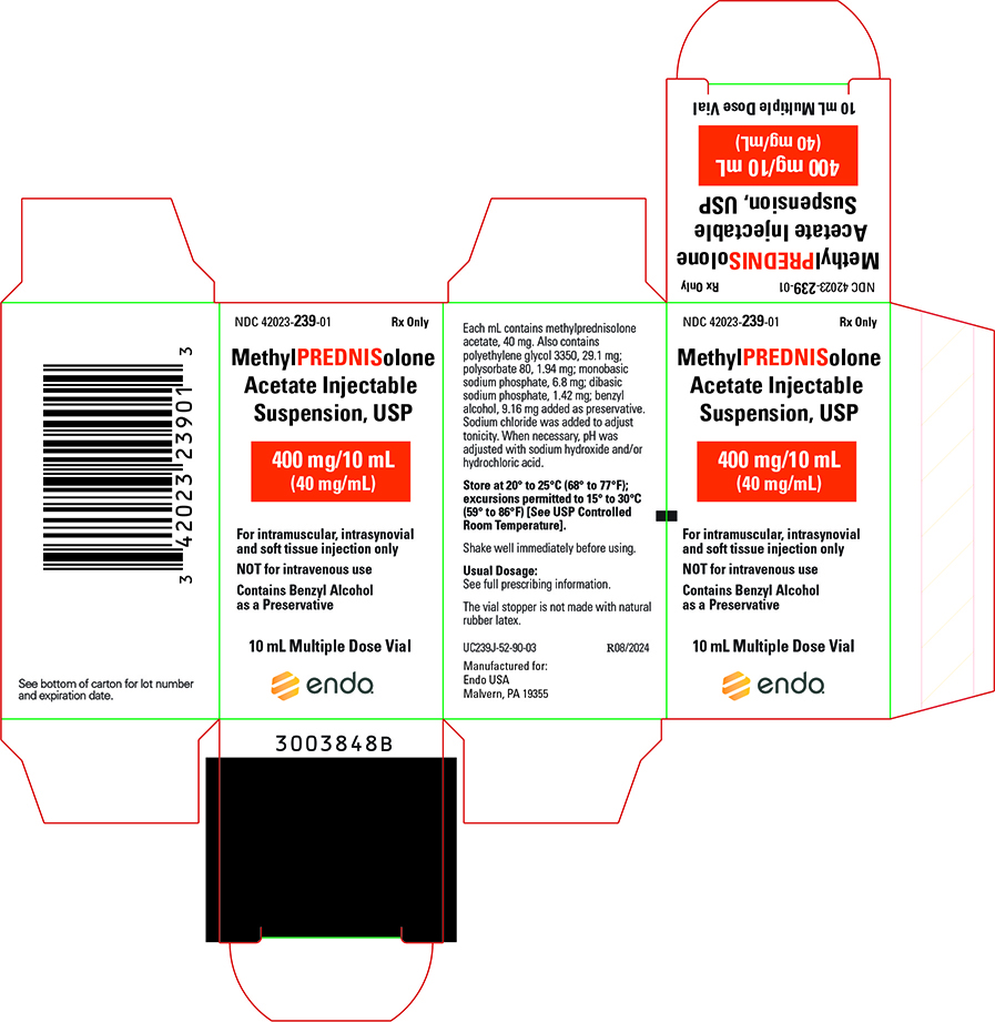 This is an image of Methylprednisolone Acetate Injectable Suspension, USP 400 mg/10 mL (40 mg/mL) Vial Carton.