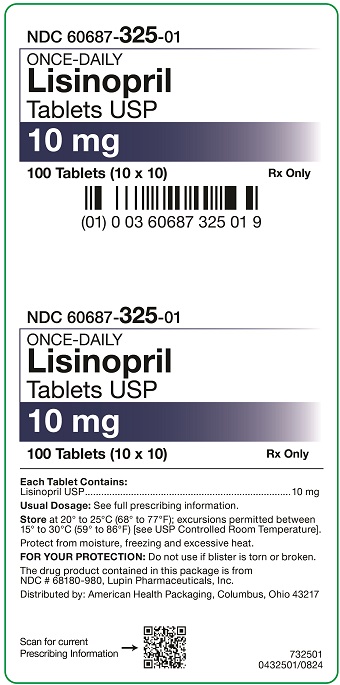 10mg Lisinopril Tablets USP Carton