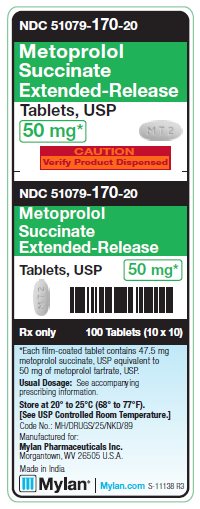 Metoprolol Succinate Extended-Release 50 mg Tablets Unit Carton Label