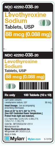 Levothyroxine Sodium 88 mcg (0.088 mg) Tablets Unit Carton Label