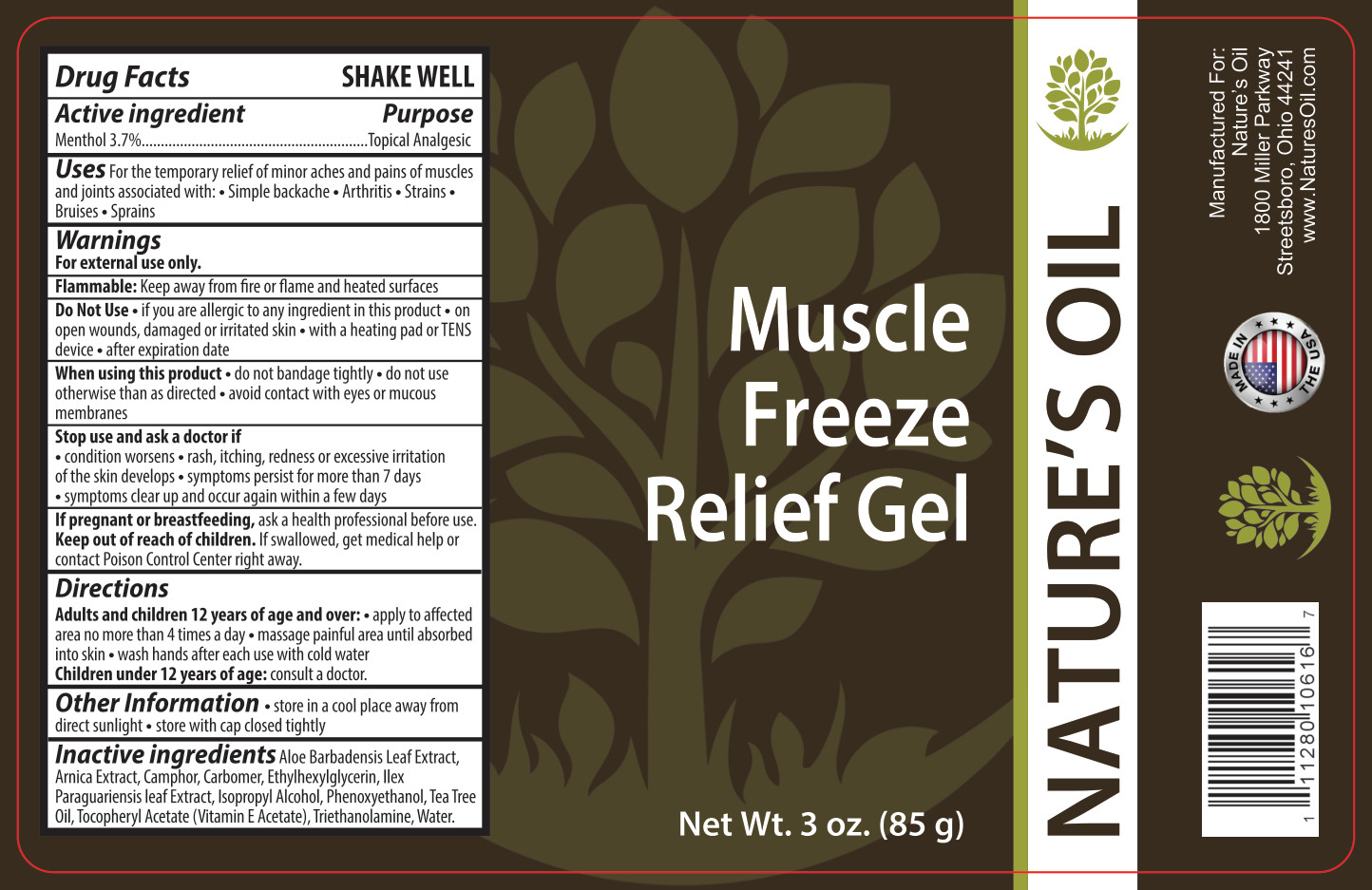 Muscle Freeze Relief Gel - 3 oz