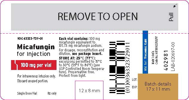 Principal Display Panel – Micafungin for Injection 100 mg – Vial Label
