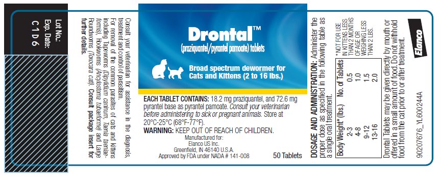 Drontal (preziquantel/pyrantel pamoate) tablets bottle label