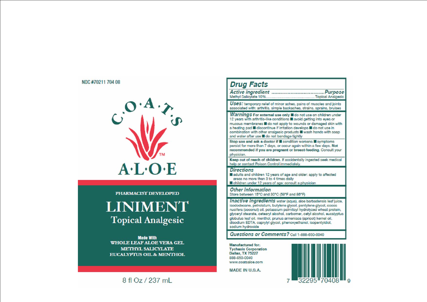 COATS ALOE LINIMENT 8 OZ