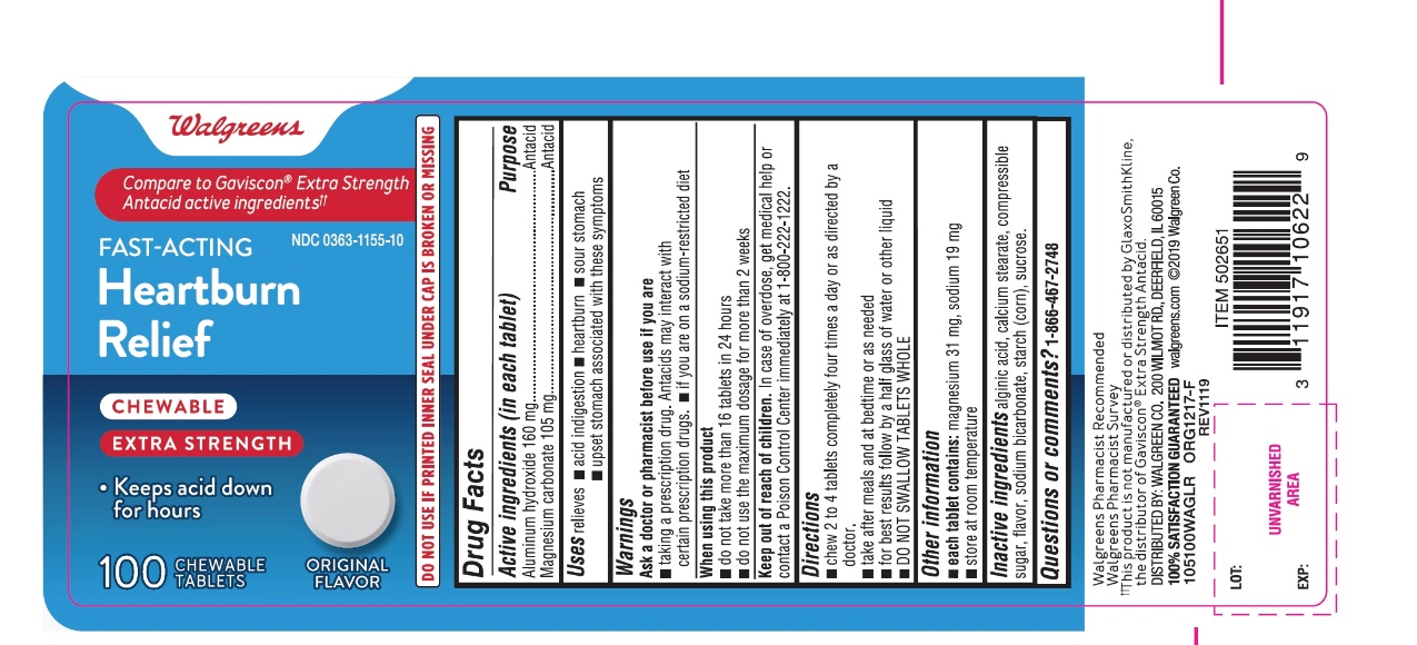 Walgreens FAST -ACTING Heartburn Relief CHEWABLE  Extra Strength Original Flavor100
