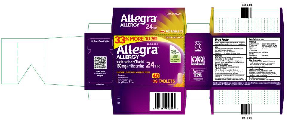 PRINCIPAL DISPLAY PANEL
Allegra
ALLERGY
180 mg/ antihistamine
24 HR
40 TABLETS
