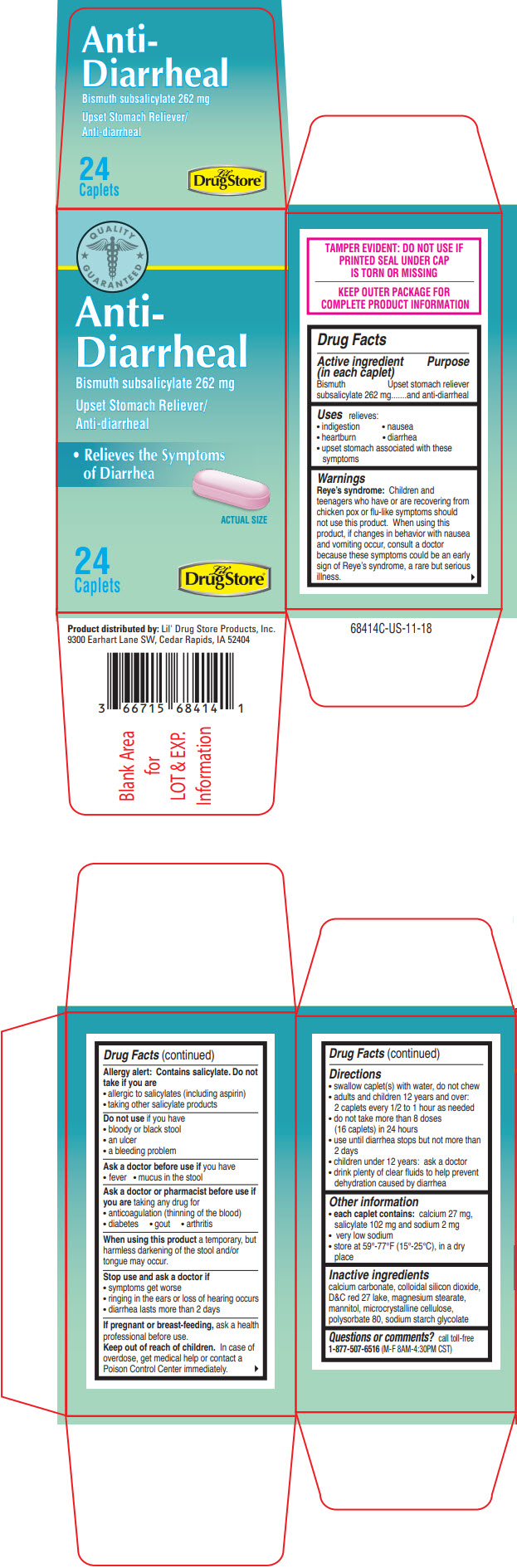 PRINCIPAL DISPLAY PANEL - 262 mg Caplet Bottle Carton