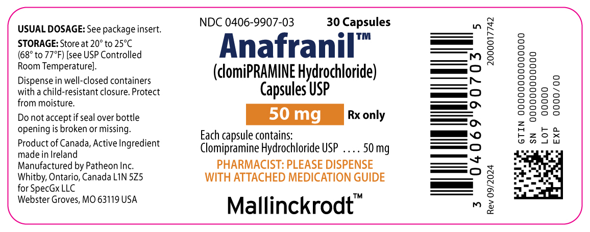 Anafranil 50 mg Bottle Label