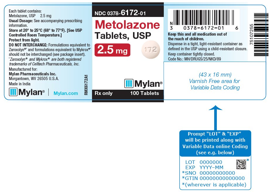 Metolazone Tablets, USP 2.5 mg Bottle Label