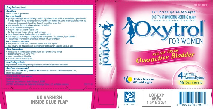 PRINCIPAL DISPLAY PANEL
NDC 0023-9637-04
Full Prescription Strength
OXYBUTYNIN TRANSDERMAL SYSTEM 3.9 mg/day
Overactive Bladder Treatment
Oxytrol® FOR WOMEN
RELIEF FROM
Overactive Bladder
1 Patch Treats for
4 Days/4 Nights

4 PATCHES
(Transdermal Systems)
16-Day Supply
