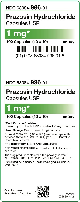 1 mg Prazosin Capsules Carton