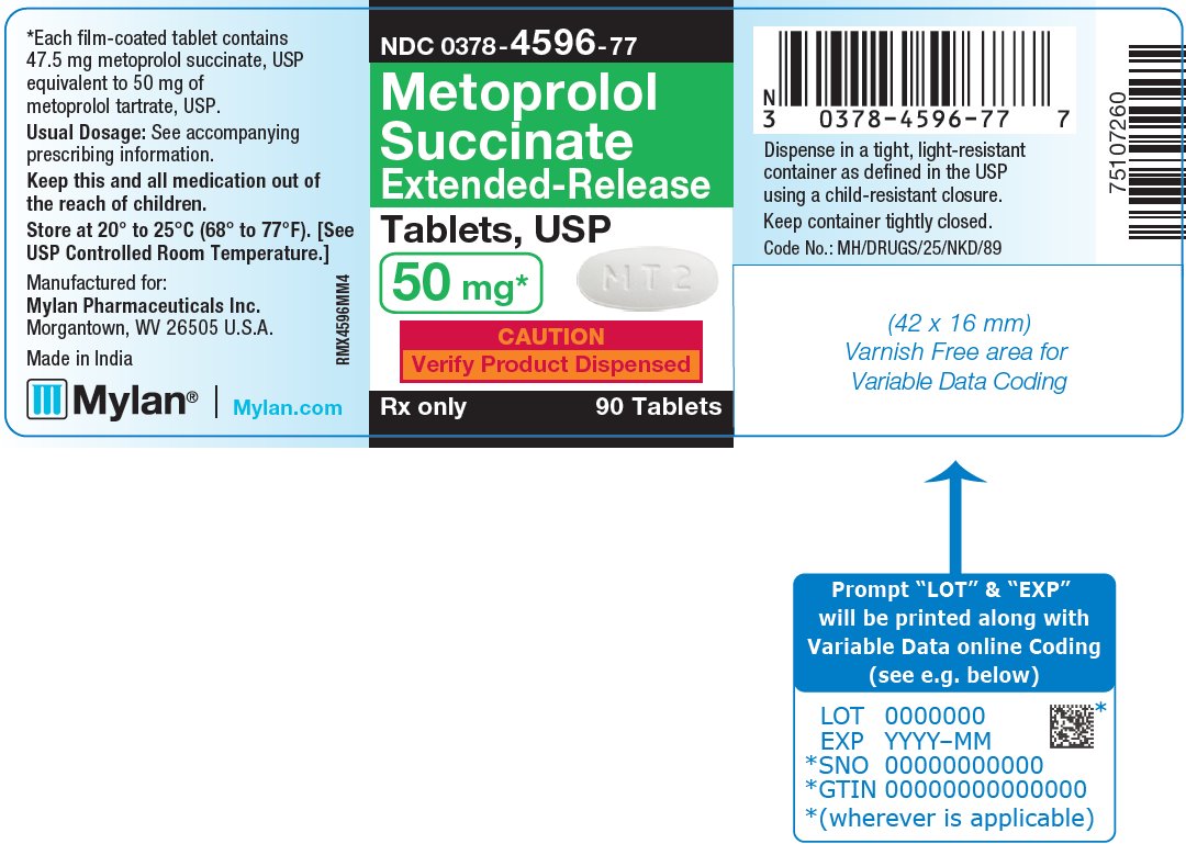 Metoprolol Succinate Extended-Release Tablets, USP 50 mg Bottle Label