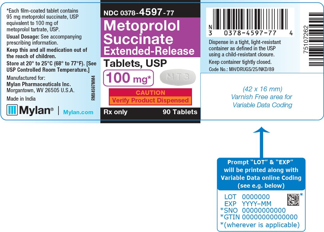Metoprolol Succinate Extended-Release Tablets, USP 100 mg Bottle Label