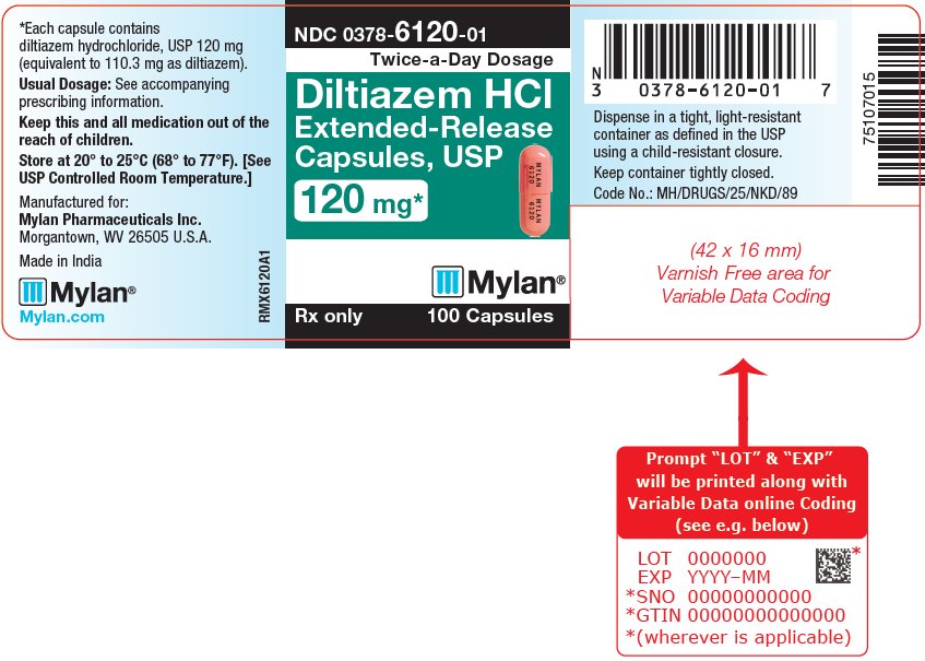 Diltiazem Hydrochloride Extended-Release Capsules, USP 120 mg Bottle Label