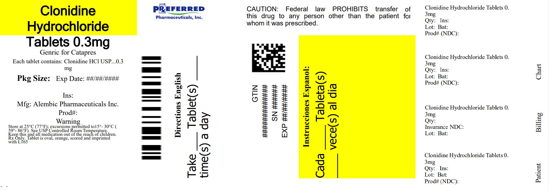 Clonidine Hydrochloride Tablets 0.3mg