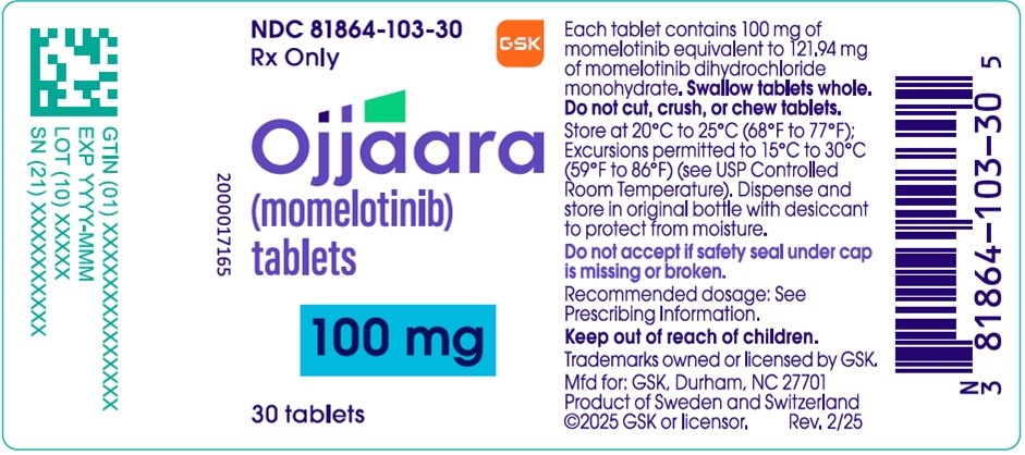 Ojjaarra 100 mg tablet 30 count label