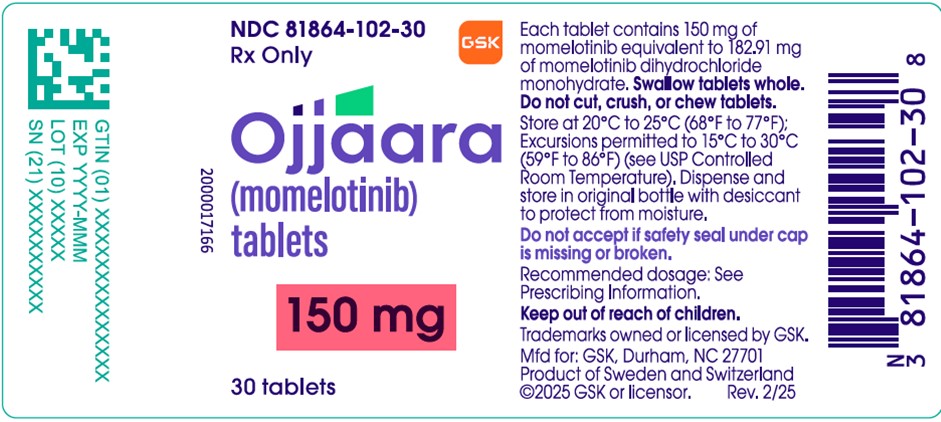 Ojjaara 150 mg tablet 30 count label
