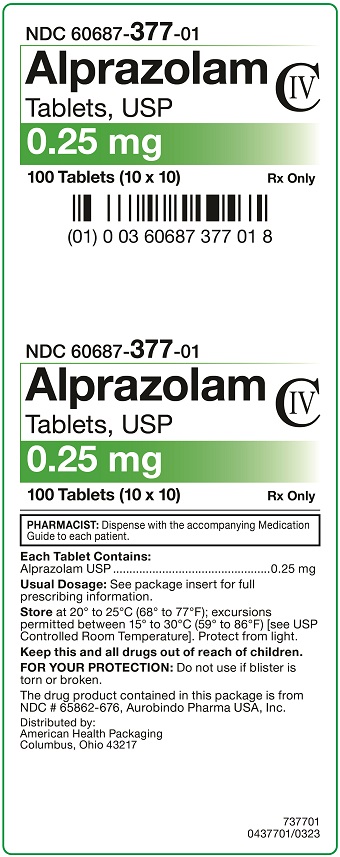 0.25 mg Alprazolam Tablets Carton