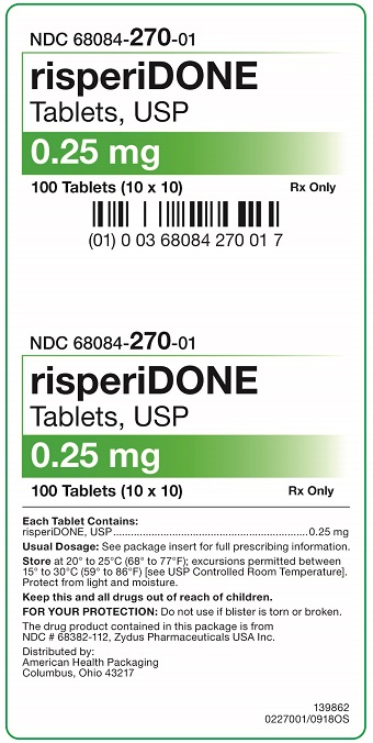 0.25 mg risperiDONE Tablets Carton