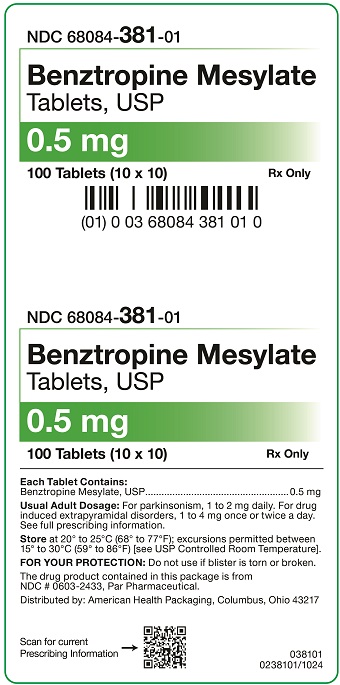 0.5 mg Benztropine Mesylate Tablets Carton