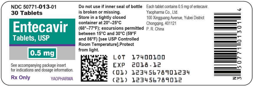 Entecavir Tablets, USP, 0.5mg, 30 Tablets Bottle