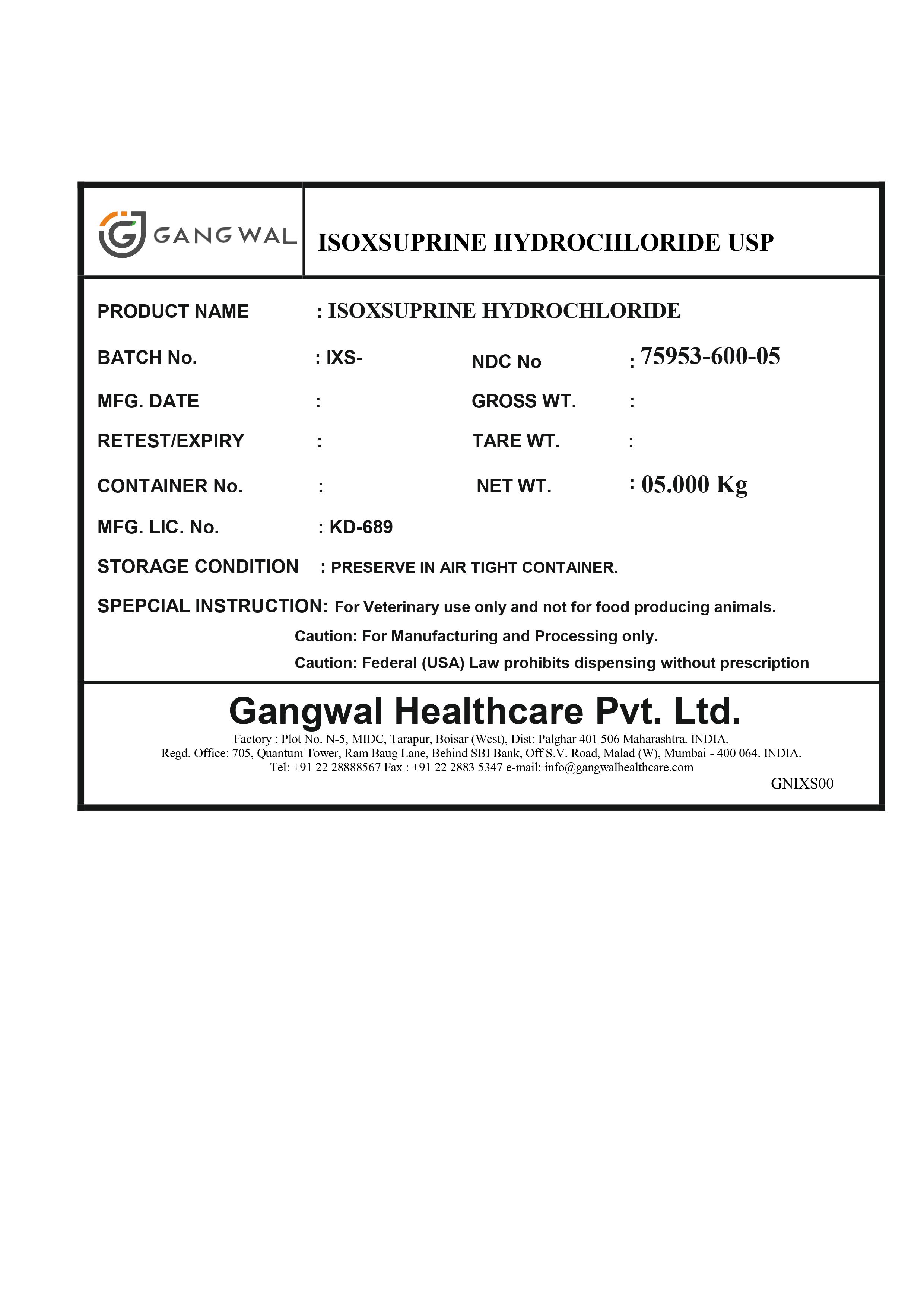 Isoxsuprine Hydrochloride USP - 5 Kg