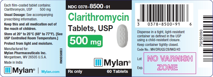 Clarithromycin Tablets 500 mg Bottle Labels