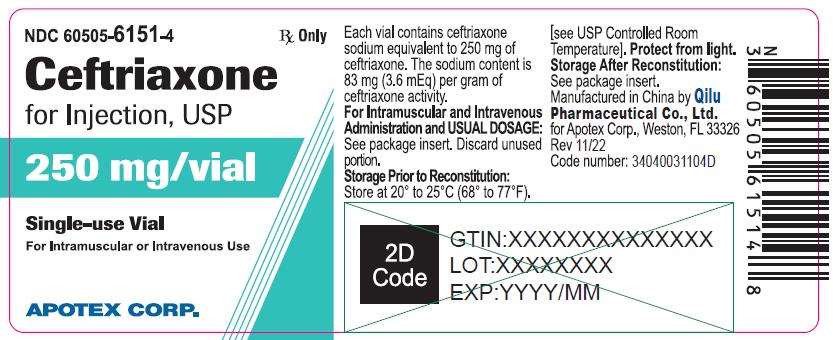 Ceftriaxone for Injection 250 mg Vial Label-High Tech