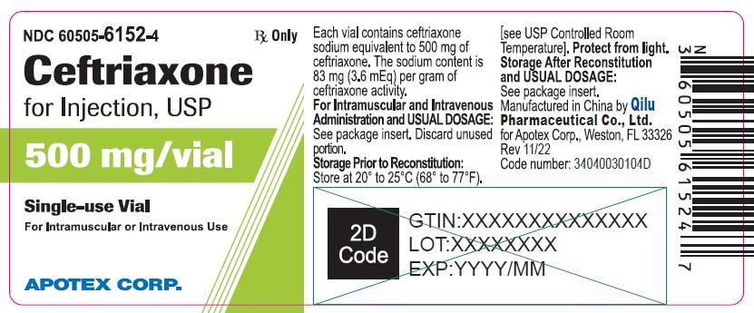 Ceftriaxone for Injection 500 mg Vial Label
