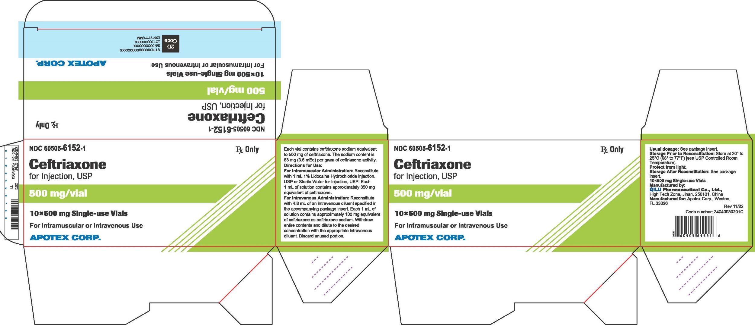 Ceftriaxone for Injection 500 mg Carton Label (10 Pack)-High Tech