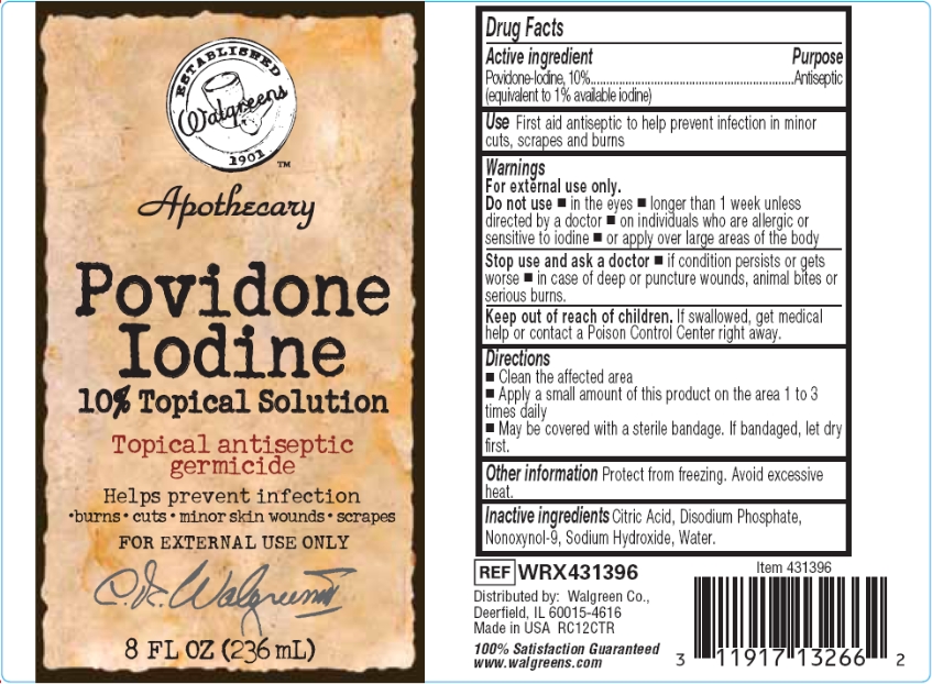 Walgreens Povidone Iodine solution label