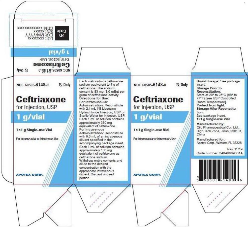 Ceftriaxone for Injection 1 g Carton Label (Single Pack)-High Tech
