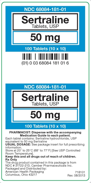 Sertaline Tablets, USP 50 mg label