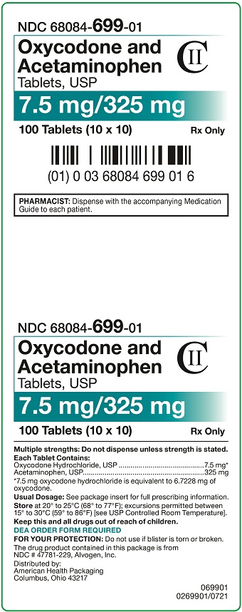 7.5 mg/325 mg Oxycodone and Acetaminophen Tablets Carton