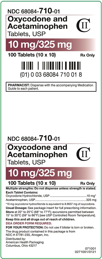 10 mg/325 mg Oxycodone and Acetaminophen Tablets Carton