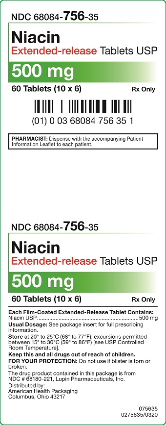 500 mg Niacin ER Tablets Carton