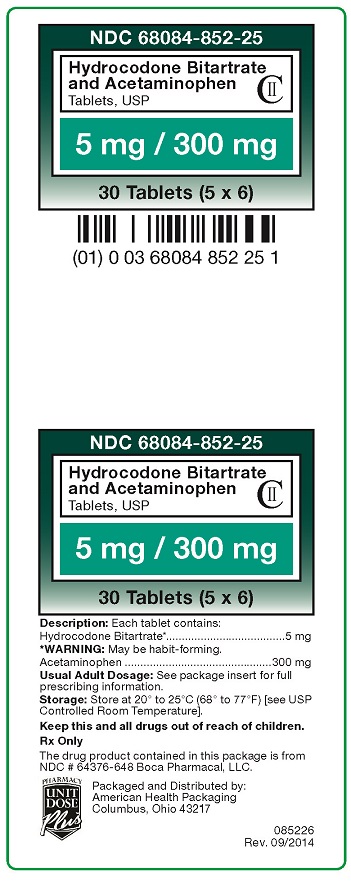 Hydrocodone Bitartrate and Acetaminophen Tablets, USP 5/300mg Label