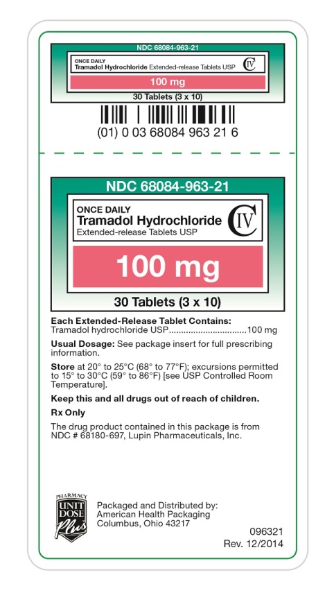 Tramadol HCl Extended-release Tablets USP 100 mg label