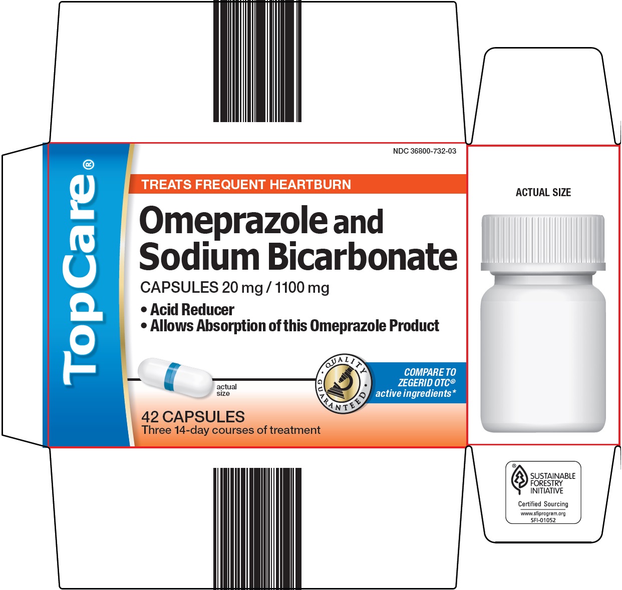 Topcare omeprazole and sodium bicarbonate