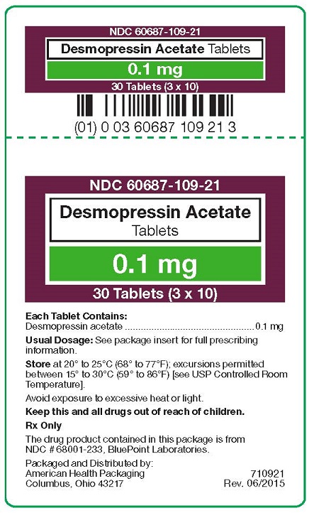 Demopressin Acetate Tablet 0.1 mg label