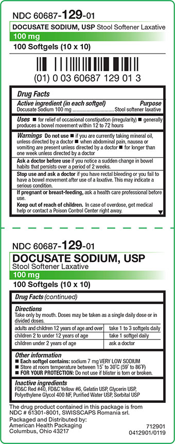 100 mg Docusate Sodium Softgels Carton Label