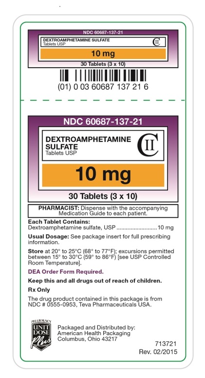 Dextroamphetamine Sulfate Tablets USP 10 mg label