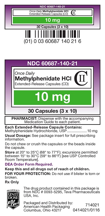 10 mg Methylphenidate HCl ER Capsules Carton