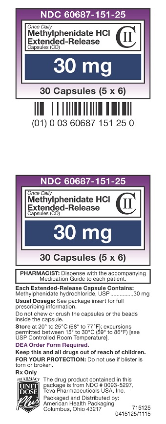 30 mg Methylphenidate HCl ER Capsules Carton