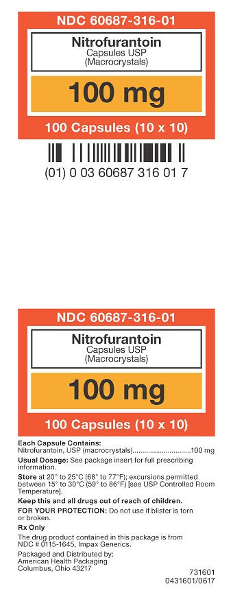 100 mg Nitrofurantoin Capsules Carton