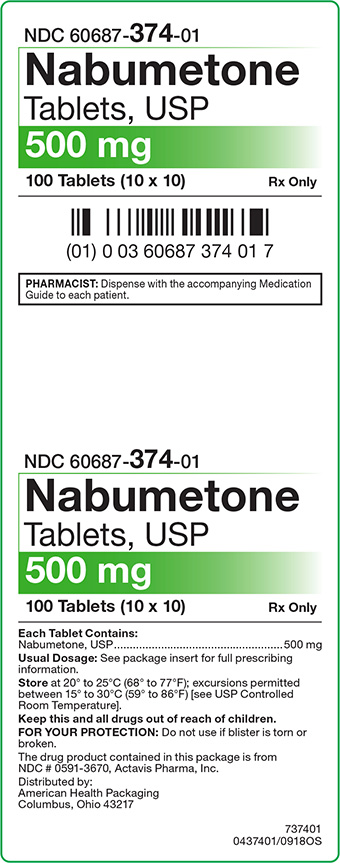 500 mg Nabumetone Tablets Carton Label