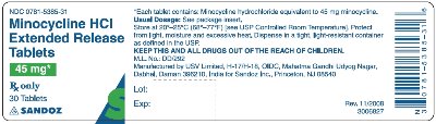 Minocycline HCl ER Tablets 45 mg, 30 s