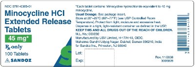 Minocycline HCl ER Tablets 45 mg, 100 s
