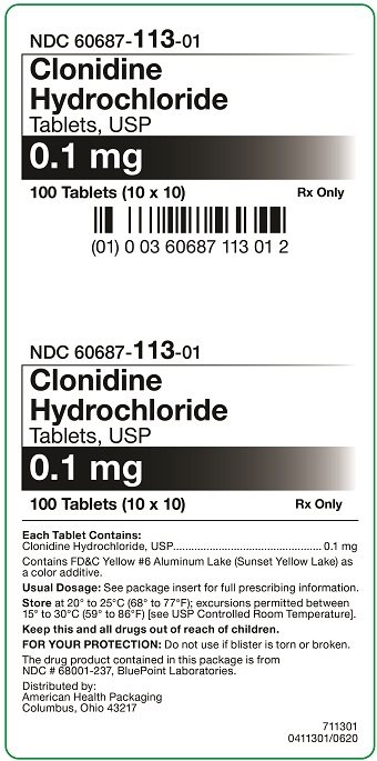 Clonidine Hydrochloride Tablets - Carton - 0.1 mg