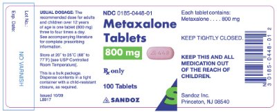 Metaxalone 800 mg x 100 Tablets - Label